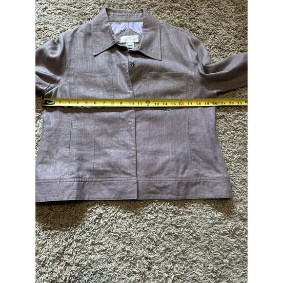Soft Surroundings Jacket Blazer Womens Large Purple Metallic Boxy Linen Blend - Picture 10 of 10